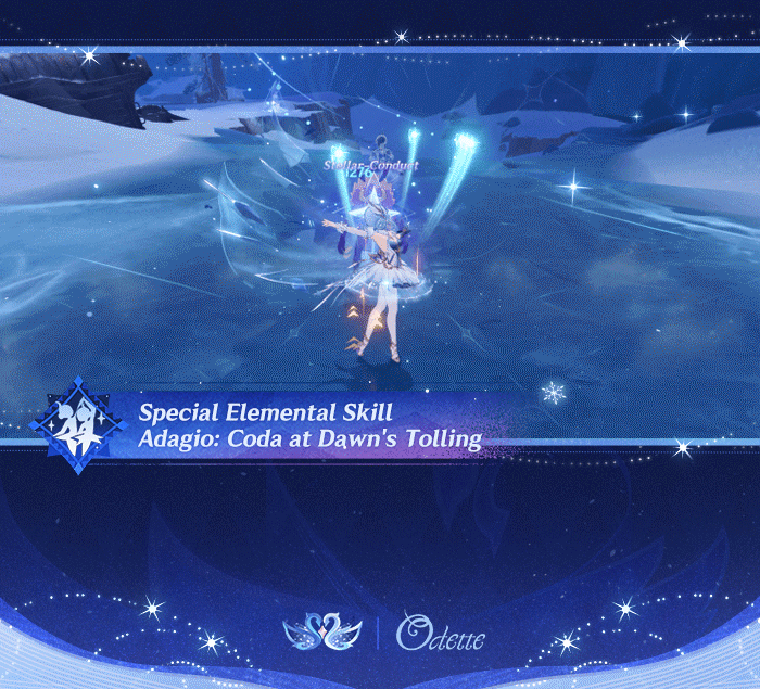 Odette special elemental skill Coda at Dawns Tolling gameplay