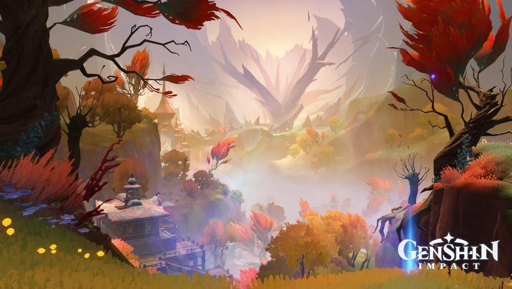 Flamefeather Valley, the warm-toned area inside Snezhnaya